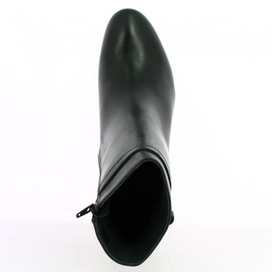 boots haut talon fin grande pointure femme cuir noir Shoesissime, vue dessus