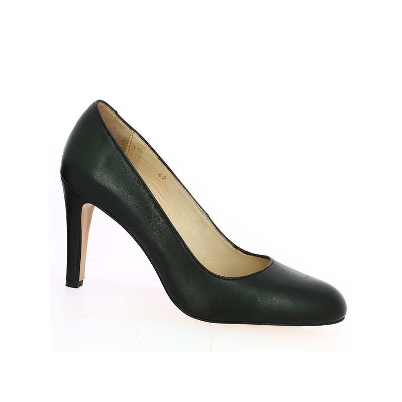 escarpin cuir noir 42, 43, 44, 45, 46 Shoesissime, vue profil