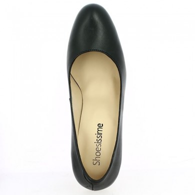 Shoesissime 9.5 cm black leather pump, large size, top view