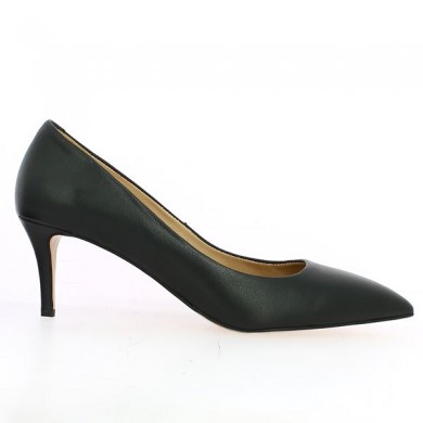 Shoesissime 7 cm pointed toe black leather pump, side view