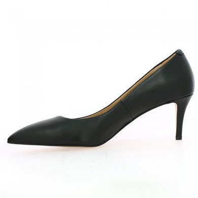 Shoes Heels 42, 43, 44, 45 black leather pointed toe 7 cm Shoesissime heel, inside view