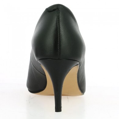 Escarpin 42, 43, 44, 45 black leather pointed toe 7 cm Shoesissime heel, inside view