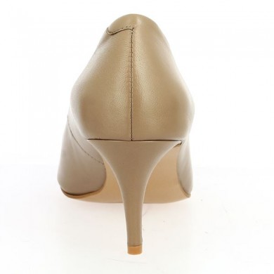 Escarpins grande pointure pointu beige taupe 7 cm talon Shoesissime, vue talon