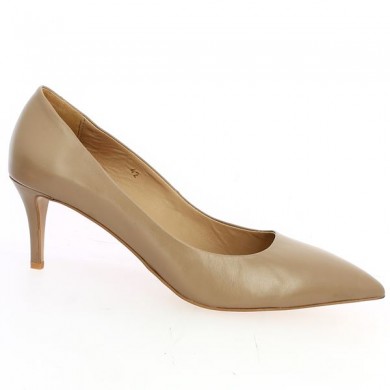 escarpin beige taupe 42, 43, 44, 45 Shoesissime pointu, vue profil