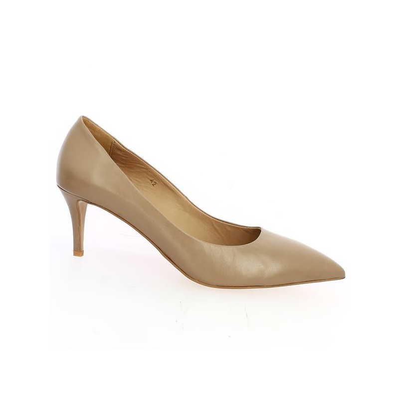 escarpin beige taupe 42, 43, 44, 45 Shoesissime pointed, profile view