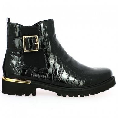 patent crocodile leather boots with gold details large size Remonte, side view