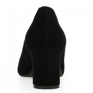 women's black velvet stable comfort large Shoesissime size, rear view