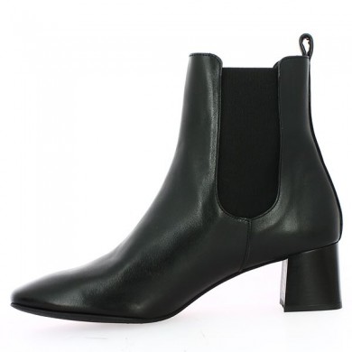 Women's ankle boot, small elasticated heel, black leather, large Shoesissime size, inside view