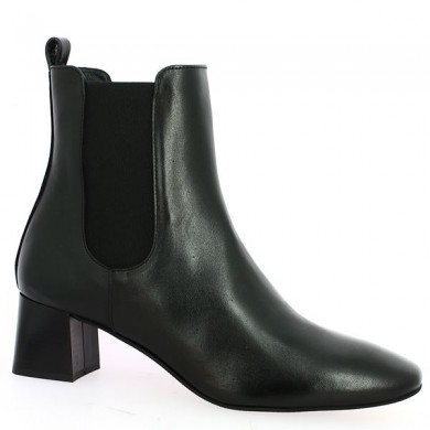 Women's ankle boot, small elasticated heel, black leather side 42, 43, 44, 45 Shoesissime, side view