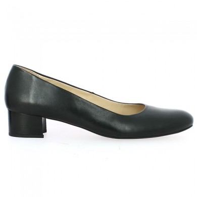 Chaussure petit talon femme grande taille cuir noir, vue coté