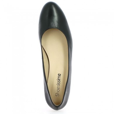 Chaussure petit talon femme grande pointure cuir noir, vue dessus