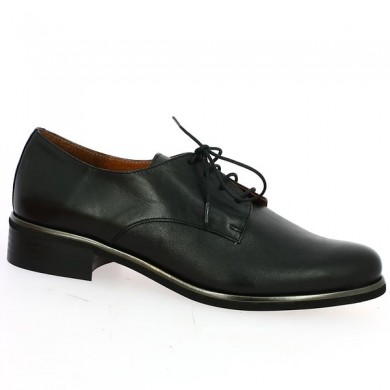 derby cuir noir grande taille liseret doré Shoesissime, view profile