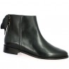 women's boots 42, 43, 44, 45 black leather flat back bow Shoesissime, profile view