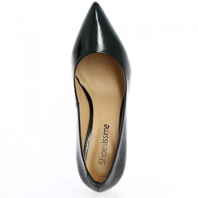 black patent leather high heel pump large Shoesissime size, top view