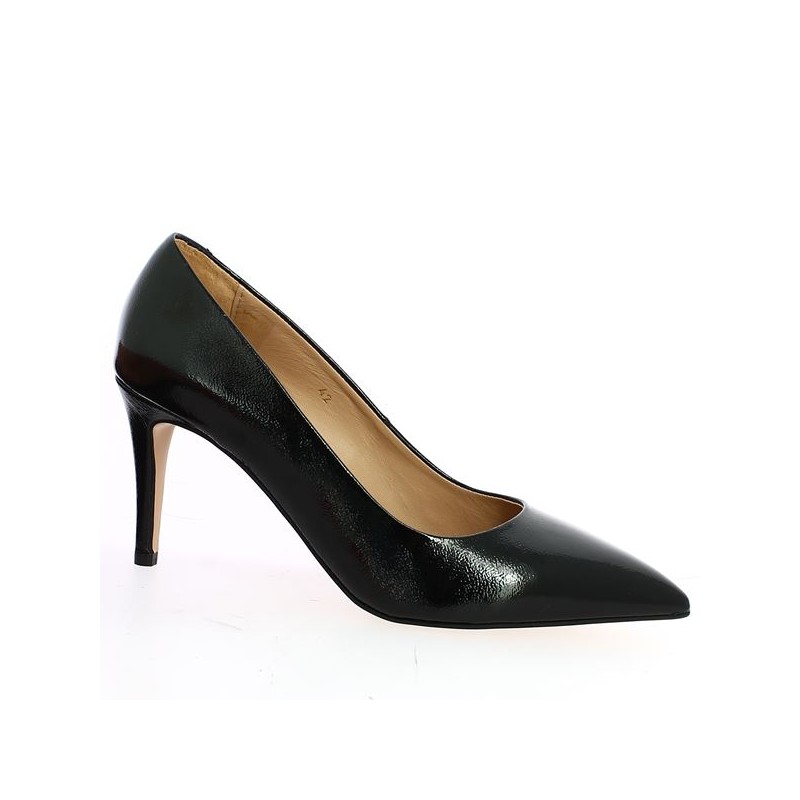 stiletto high heel thin black patent woman 42, 43, 44, 45 Shoesissime, profile view