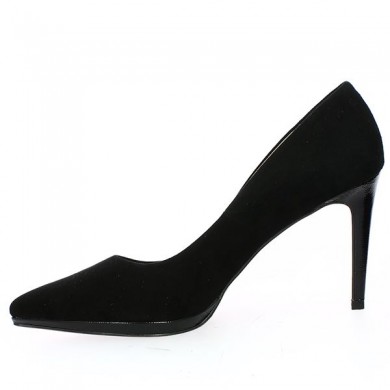Shoesissime black heels pointed toe thin heel large velvet size, inside view