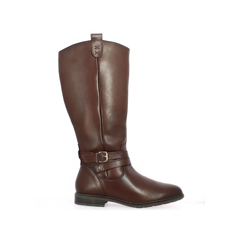 bottes cavalière marron large femme 43, 44, 45 Tamaris Confort, vue profil