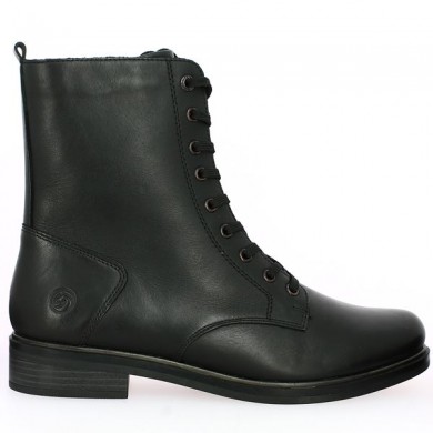 Boots femme à lacets cuir noir Remonte D8388-01 Shoesissime, vue coté