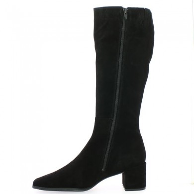 Carolane - Botte femme petit talon velours noir - Botte 42, 43, 44, 45 - Shoesissime