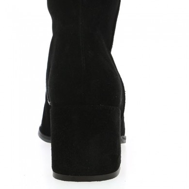 Carolane - Botte femme petit talon velours noir - Botte 42, 43, 44, 45 - Shoesissime