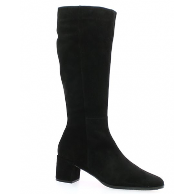 Carolane - Botte femme petit talon velours noir - Botte 42, 43, 44, 45 - Shoesissime