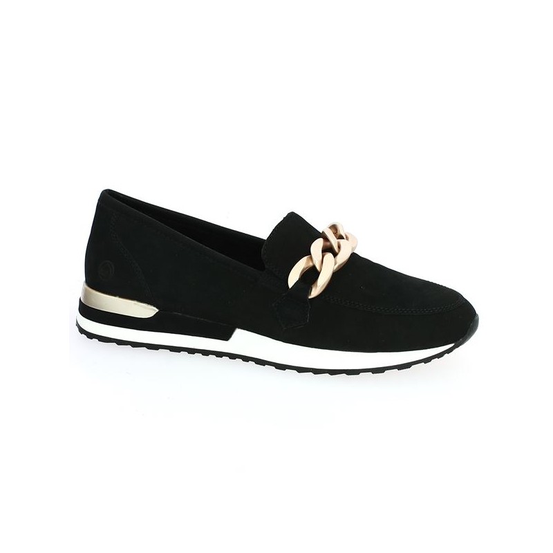 Black moccasin with gold chain Remonte R2544-02, profile view