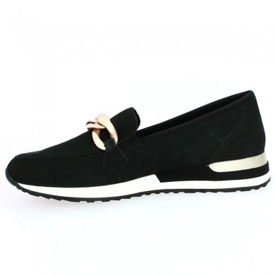 Black moccasin with gold chain Remonte 42, 43, 44, 45 women Shoesissime, inside view