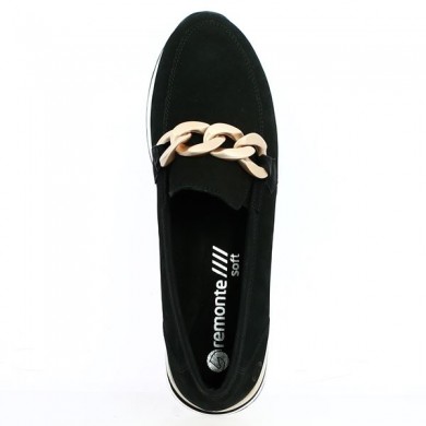 Black moccasin large size gold chain Remonte R2544-02, top view