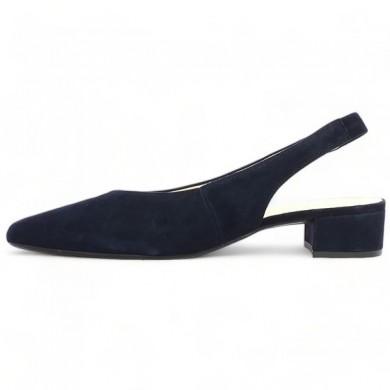 Navy blue open toe shoes Shoesissime heel, inside view