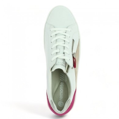 White and pink sneakers D1C01-80 grande taille femme Remonte, profile view