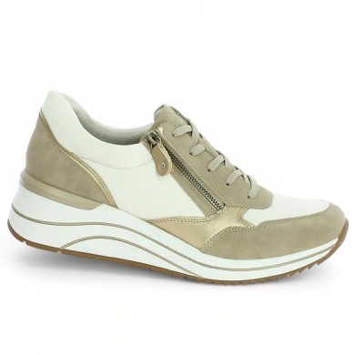 baskets blanche et beige talon compensé femme 42, 43, 44, 45 Shoesissime, vue profil