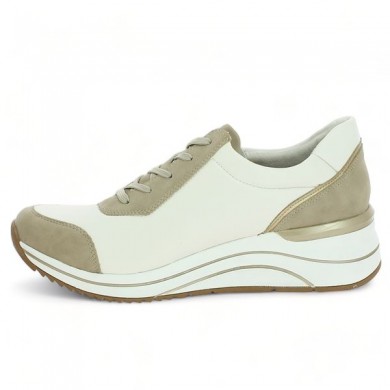 Sneakers femme D0T01-80 Remonte blanche et beige talon compensé , vue intérieure