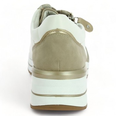 Women's D0T01-80 Remonte wedge sneakers white and beige removable sole , rear view