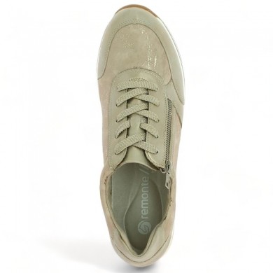 Baskets confort stretch dorée femme grande taille Remonte Shoesissime, vue dessus