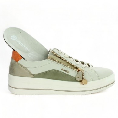 Women's large size sneakers D1C01-81 white orange white green Shoesissime, removable sole view