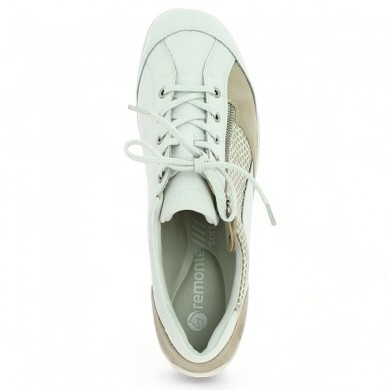 Women's comfort sneakers 42, 43, 44, 45 white and gold leather R3410-81 
 Shoesissime zipper, top view