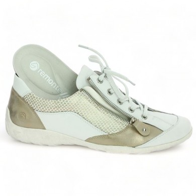 Women's comfort sneakers large size white and gold leather R3410-81 
Remonte removable sole, view details