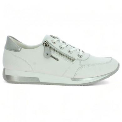 Remonte D0H11-80 white and silver leather sneakers blue fancy laces 42, 43, 44, 45 , side view
