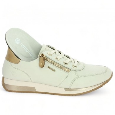 Shoesissime white and gold leather sneakers with removable sole, large size for women, view details