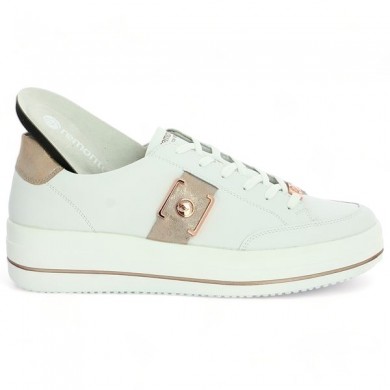 Women's 42, 43, 44, 45 Remonte white gold leather platform sneakers, removable sole view