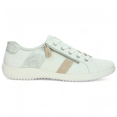 Remonte white city sneakers large size women D1E00-81 zipper, side view