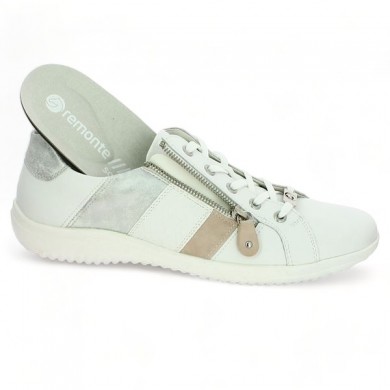 Women's round-toe sneakers large size Remonte white beige silver, removable sole view
