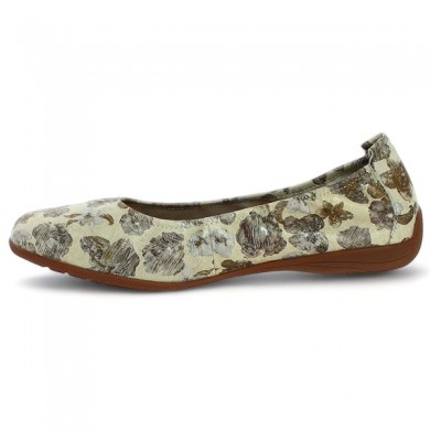 Josef Seibel large size ballerina elasticated shoe with soft floral pattern, inside view