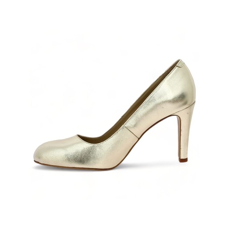 Escarpins San Marina En Cuir - Bordeaux Et Doré - Talons 11cm - Pointure 38 - Ouverts - Très Bon état