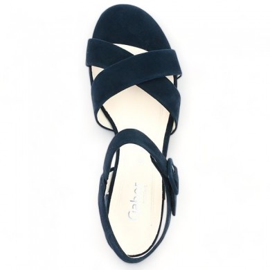 Sandal crossed straps heels navy blue 42, 42.5, 43, 44 Gabor woman Shoesissime, top view
