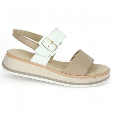 nu-pieds beige et blanc plateforme Gabor 8, 8.5, 9, 9.5 Shoesissime, vue profil