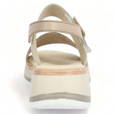 beige and white platform sandal 42.744.58 Gabor large women's size, heel view