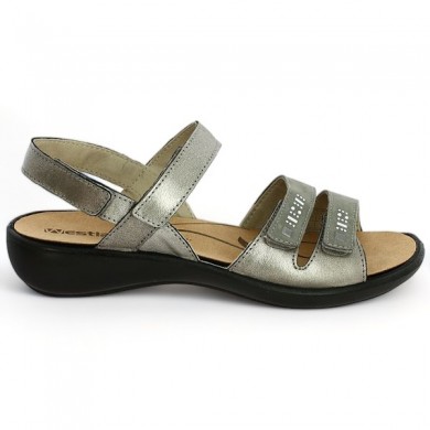 nu-pieds brides réglables semelle amovible grande pointure femme, vue coté