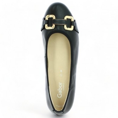 ballerina black leather gold chain large size 42.462.57, top view