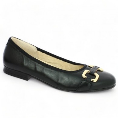 ballerine cuir noir chaine dorée grande taille Gabor 42.462.57, vue profil